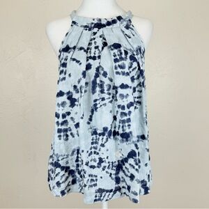 Bellambra Made in Italy Tie Dye Linen Blue Tie Neck Tank Top Size M
